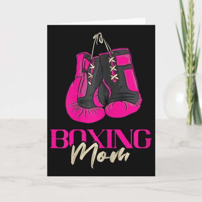 Cartão Boxe Feminina Mãe Boxeadora Luvas de Boxe Kickboxi (Frente)