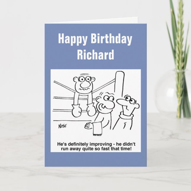 Cartão Boxeador às Cordas Cartoon (Frente)