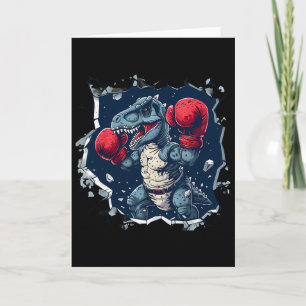 Cartão Boxeador Dinossauro Boxeador T-rex Kickboxing Dino