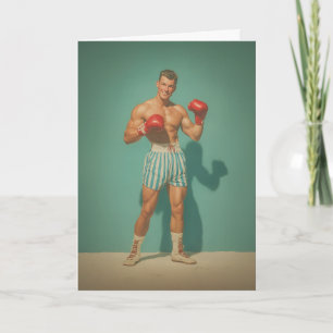 Cartão Boxer Antigo em Shorts Listrados