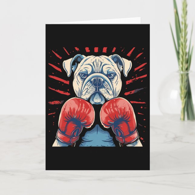 Cartão Boxer Bulldog Com Luvas de Boxe Kickboxing Engraça (Frente)