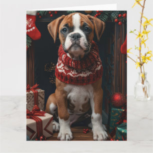 Cartão Boxer com Presentes de Natal Lareira 