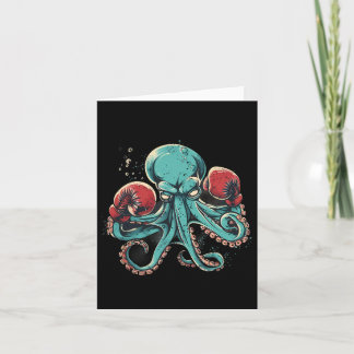 Cartão Boxer Octopus Lover Ocean Creature Kickboxe