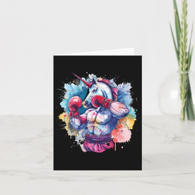 Cartão Boxer Unicorn Com Luvas De Boxin Engraçadas (Frente)