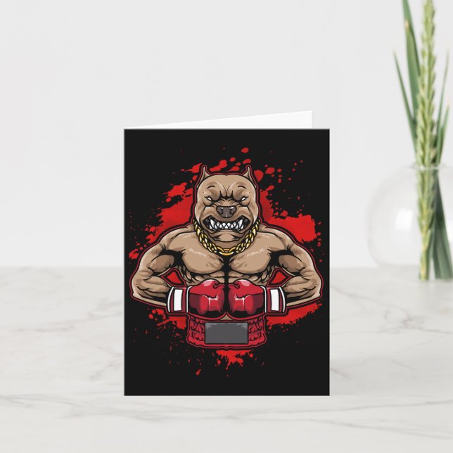 Cartão Boxing Pit Bull ama Pitbulls Workout Animal (Frente)