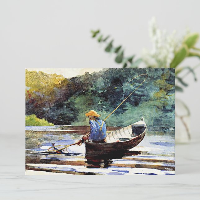 Cartão Boy Fisheries, trabalho de arte por Winslow Homer (Em pé/Frente)