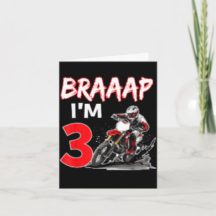 Cartão Braaap 3 anos de idade piloto de motocross 3º