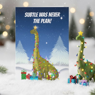 Cartão Brachiosaurus engraçado da árvore de Natal Dinossa