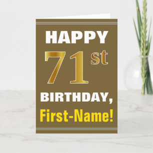 Cartão Branca, Castanho, Faux Dourado 71rua Aniversário c