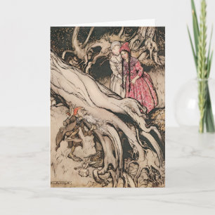 Cartão Branca de Neve e Rosa Vermelha por Arthur Rackham