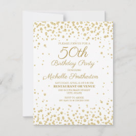 Cartão Branca, Dourada Diamante, Brilhante 50º Aniversári