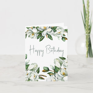 Cartão Branca Magnolia Aniversário