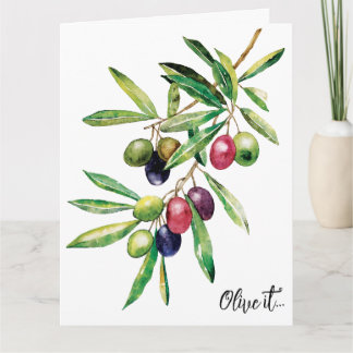 Cartão Branch de Oliveiras de Aquarela