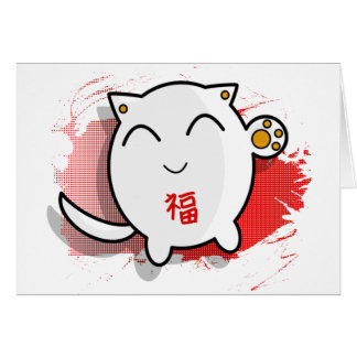 Cartão branco afortunado japonês bonito/vermelho do