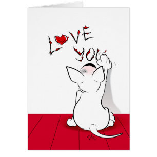 Cartão branco "amor dos desenhos animados de bull