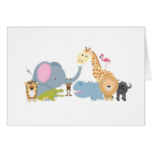 Cartão branco animal do grupo do safari