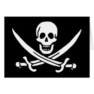 Cartão Branco, Bandeira Pirata, Calico Jack, Caveira e Cu