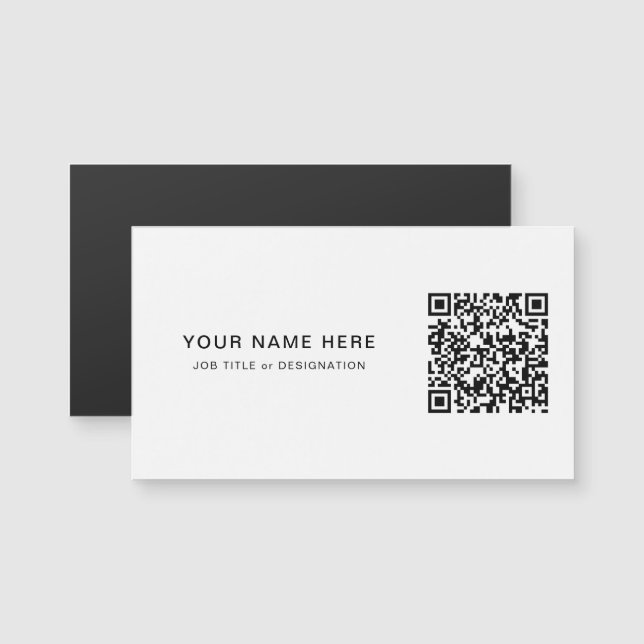 Cartão branco clássico com QR e título personaliza (Frente/Verso)