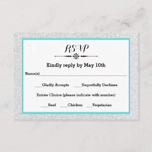 Cartão branco da resposta do quadro RSVP do brilho