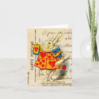 Cartão branco do país das maravilhas do coelho