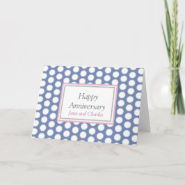 Cartão branco e marinho de aniversário de casament