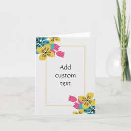 cartão branco floral de texto personalizado