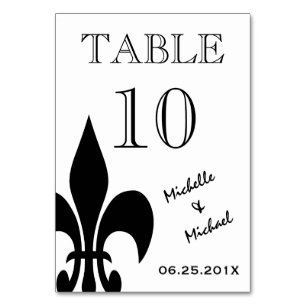 Cartão branco preto do número da mesa da flor de