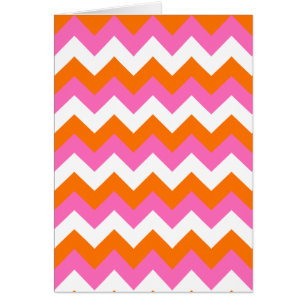 Cartão Branco rosa e Zigzag laranja