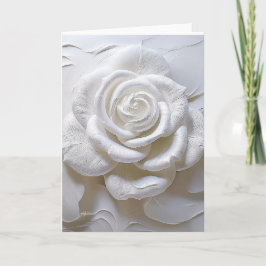 Cartão Branco sobre Branco - Rosa Esculpida
