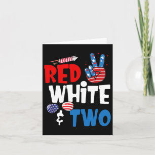 Cartão Branco Vermelho E Dois Aniversário 4 De Julho Amer