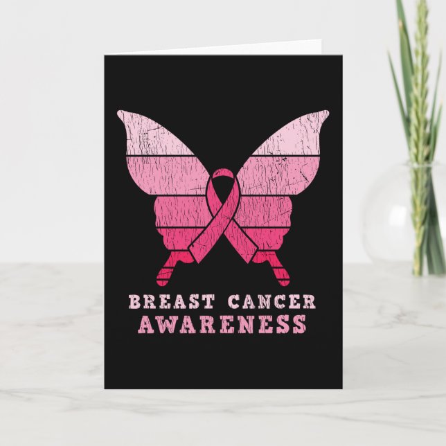 Cartão Breast Cancer Awareness Family Matching Butterfly (Frente)