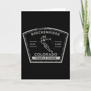 Cartão Breckenridge Colorado Manga Longa Esqui na Neve