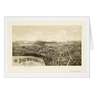 Cartão Brewster, mapa panorâmico de NY - 1887