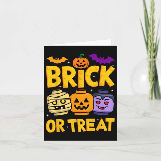 Cartão Brick Ou Tratar O Master Builder Do Halloween Bloq (Frente)