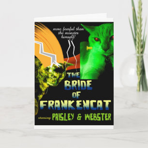 Cartão Bride of Frankencat Halloween Card