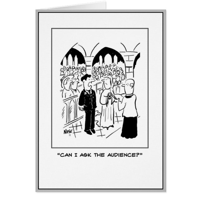 Cartão Bridegroom quer "Perguntar ao público". (Frente)