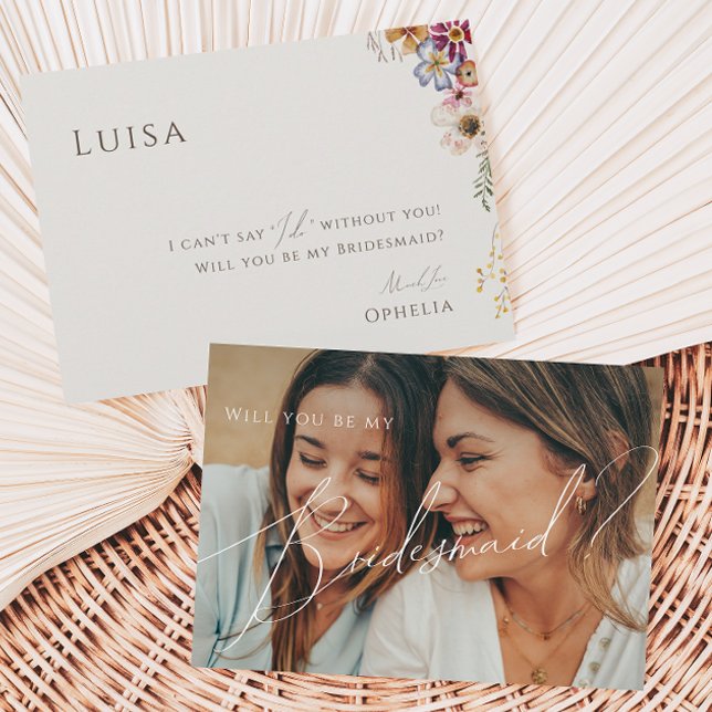 Cartão Bridesmaid de Flor Selvagem Beige Desvaneci (Criador carregado)