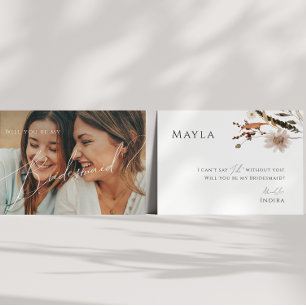 Cartão Bridesmaid de Flor Selvagem Desbotada do Bo