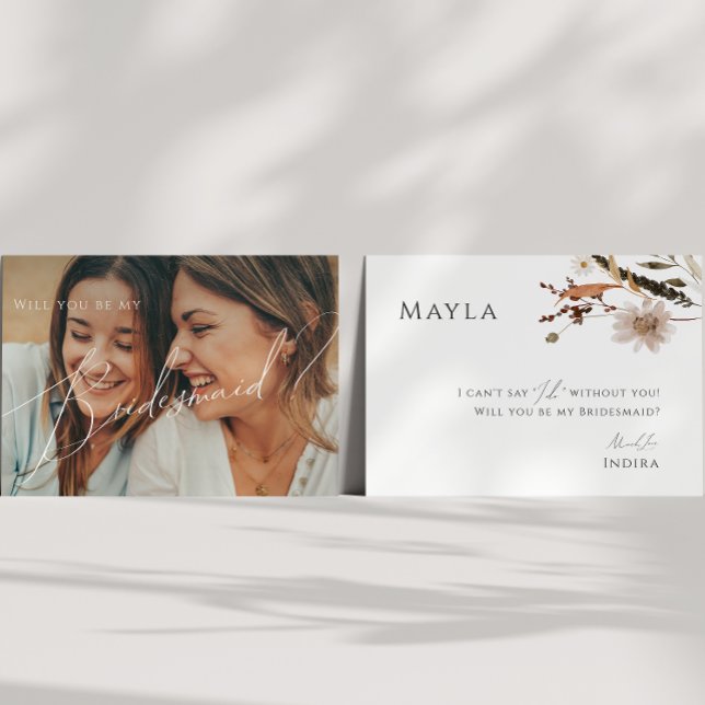 Cartão Bridesmaid de Flor Selvagem Desbotada do Bo (Criador carregado)