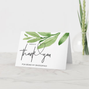 Cartão Bridesmaid Obrigado Pelo Casamento De Presente Da