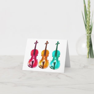 Cartão BRIGHT COLORFUL VIOLINS note card