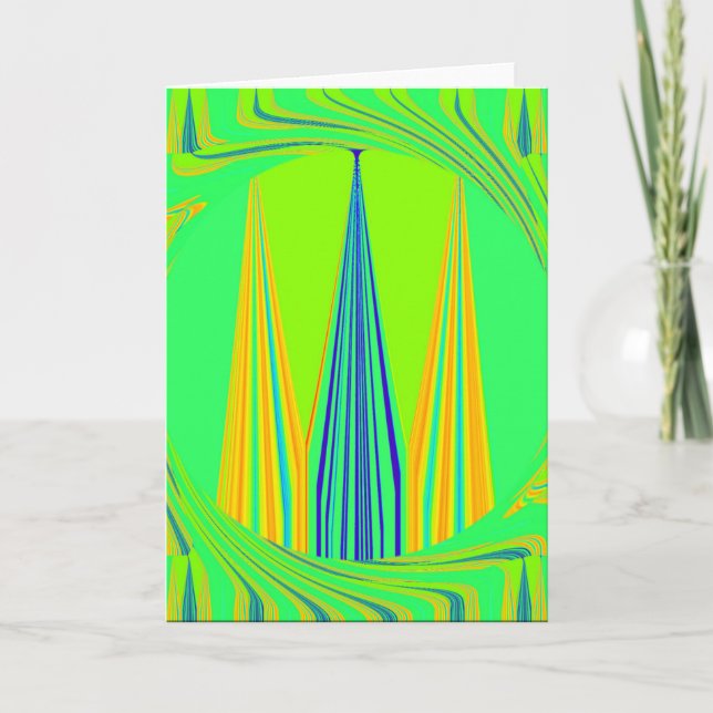 Cartão Bright Edgy Geometry Neon Pattern Art Design (Frente)