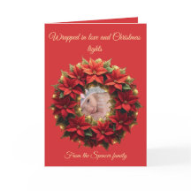 Bright Red Festive Poinsettia and Greenery Circle