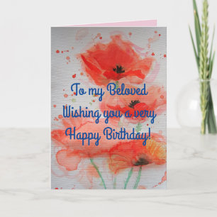 Cartão Bright Red Poppies Watercolor Birthday Card