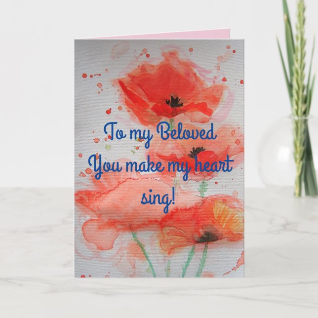 Cartão Bright Red Poppies Watercolor Birthday Card (Frente)