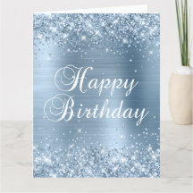 Brilhante Azul Claro Folha Grande Feliz Aniversári