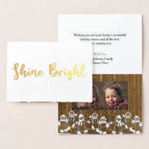 Cartão brilhante da folha da foto do Natal do