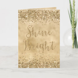 Cartão Brilhante Dourado de Confetti