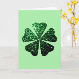 Cartão Brilhante Verde Escuro brilha Shamrock Clover