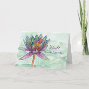 Cartão Brilhantes Bênçãos de Diwali Flor de Lótus